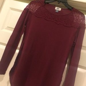 Old navy long sleeve blouse with lace detail